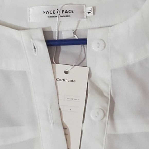Face to face sheer white button down tunic. SZ XL long sleeves. - Picture 2 of 6